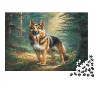 Cute Pet Dog - Rompecabezas de Papel Resistente Pastor alemán en el Bosque al Amanecer, Actividad Familiar educativa 70x50cm/1000 Piezas