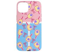 Cute Pickleball Bow Design in Pink and Blue Court Carcasa para iPhone 15 Plus