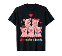 Cute Pig Together Love Hace Una Reunión Familiar Camiseta