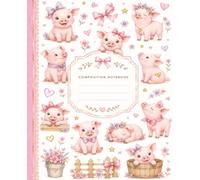 Cute Piggy and Bow Coquette Style Notebook in Pink and Purple for Girls: A College Ruled Composition Journal for School, Work, or Even the Barn!