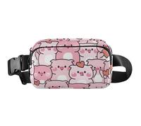 Cute Pigs Pink - Cangurera para mujer, riñonera, impermeable, diseño de dibujos animados para mujer, lindos cerdos rosa 2, 8 x 5.3 x 2.3 pulgadas, divertido y lindo cerdos rosa 2, 8 x 5.3 x 2.3