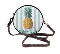 Cute Pineapple Hello Summer - Bolso cruzado redondo de piel para mujer
