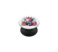 Cute Pink Baby Dragon Floral Book Lover Bookish Fantasy Era PopSockets PopGrip Adhesivo