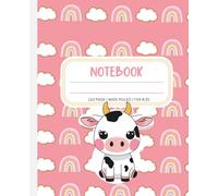 Cute Pink Cow Print Composition Notebook Wide Ruled for Girls & Students: Aesthetic Farm Animal School Journal: Adorable Rainbow & Calf Notebook for ... Preppy Home Work Diary (110 Pages, 7.5x9.25)