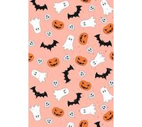 Cute Pink Halloween Ghost, Bat, Pumpkin, Skull With Sprinkles 50 Watermark Blank Page Notebook/Journal