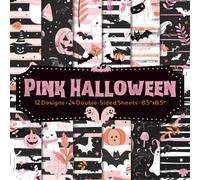 Cute Pink Halloween Scrapbook Paper Craft Pad: 12 Adorable Spooky Designs, 24 Double-Side Sheets Printed on 8.5"x8.5 Size Paper With Premium Color of ... Collage, Cardstock, Decoupage, DIY Etc.