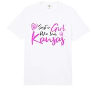 Cute Pink Just a Girl Who Loves Kansas, Cute Kansas Girl Comfort Colors Adult Heavyweight T-Shirt