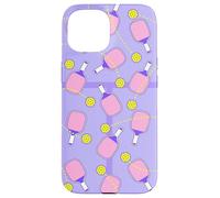 Cute Pink Paddle Pickleball Court Design for Girls Carcasa para iPhone 15