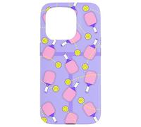 Cute Pink Paddle Pickleball Court Design for Girls Carcasa para iPhone 15 Pro