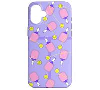 Cute Pink Paddle Pickleball Court Design for Girls Carcasa para iPhone 16 Plus