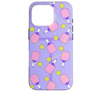 Cute Pink Paddle Pickleball Court Design for Girls Carcasa para iPhone 16 Pro