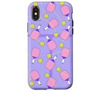 Cute Pink Paddle Pickleball Court Design for Girls Carcasa para iPhone X/XS