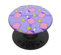 Cute Pink Paddle Pickleball Court Design for Girls PopSockets PopGrip Adhesivo