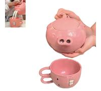 Cute Pink Piglet Ceramic Teapot and Cup Set, Cartoon Funny Ceramic Pig Teapots, Creative Water Comes Out of The Pig's Nose Kettle, for Gifts & Home Use (Pink)