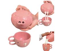 Cute Pink Piglet Ceramic Teapot and Cup Set - Funny Ceramic Pig Teapots, Creative Water Comes Out of The Pig's Nose Kettle, for Gifts & Home Use (#Teapot with 1 cup)
