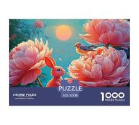 Cute Pink Rabbit Girl Wearing A Red Dress 1000 Piezas Cartulina Extra Gruesa Rompecabezas DIY Bunny Extremadamente Difícil Juguete De Cumpleaños Rompecabezas para Adultos Y Niños 52x38cm/1000pcs