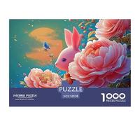 Cute Pink Rabbit Girl Wearing A Red Dress 1000 Piezas Cartulina Premium Rompecabezas DIY Bunny Antiestrés Juego Creativo Rompecabezas para Decoración del Hogar 52x38cm/1000pcs