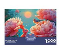 Cute Pink Rabbit Girl Wearing A Red Dress 1000 Piezas Cartulina Premium Rompecabezas DIY Bunny Antiestrés Desafío Único Rompecabezas Regalos para Familia Y Amigos 38x26cm/1000pcs