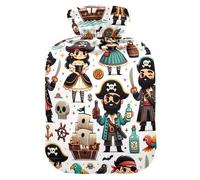 Cute Pirates - Bolsa de agua caliente con funda de terciopelo suave, bolsa de agua caliente para calambres menstruales, 2 L