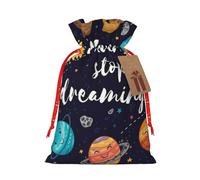 Cute Planet - Bolsa de regalo de lino con cordón para Navidad, bolsa de almacenamiento adecuada para regalo de cumpleaños de Navidad