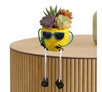 Cute Plant Pots -PVC Decorative Pineapple with Legs Glasses Statue,