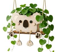 Cute Planter, Swing Funny Wooden Animal Decorations, Unique Flower Pots with Hanging Legs, Adorable Desk and Shelf Decor, Plant Holder, Planter Accessory for Family, Friends, Home