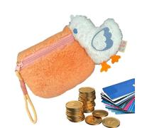 Cute Plush Purse for Kids, Cartoon Animal Pelican Wallet, Zipper Pocket Card Purse, Plush Storage Bag Coin Purse for Women and Girls, Fun and Functional Wallet Color Orange