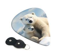Cute Polar Bear - Púas de guitarra, 6 unidades, 0,71 mm de grosor, púa de celuloide con soporte de piel, púa de guitarra personalizada para bajo, guitarras eléctricas y acústicas, regalo para los