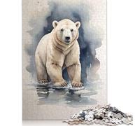 Cute Polar Bear Watercolor Puzzles Imposible,desafío for Adults Entretenimiento Creativo 1000 Piezas Obra De Arte De Juego De para Adultos, Regalos A Partir De 14 Años 1000pcs (75x50cm)