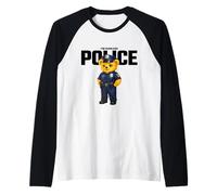 Cute Police Teddy Bear, Funny Teddy Bear Wearing Cartoon Art Camiseta Manga Raglan