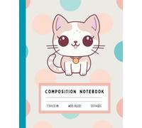 Cute Polka Dot Cat Notebook: Adorable Kawaii Kitty Composition Book for Girls | Wide Ruled | 7.5" x 9.25" | 120 Pages | Pastel Dot Pattern Cover | Sweet Cartoon Cat Journal for School & Fun