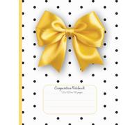 Cute Polka Dot Coquette Composition Notebook with Yellow Satin Ribbon | 110 Pages: Pretty Black Polka Dot Feminine Journal with Yellow Bow