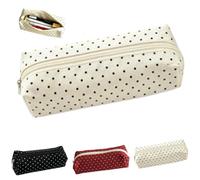 Cute Polka Dot Pencil Case Aesthetic Pencils Pouch,Chic Simple Design | Large Capacity Soft Pencil Case,Vintage Pen Pencil Makeup Pouchs with Zipper,Easy-Care Canvas,Multi-Purpose Functionality
