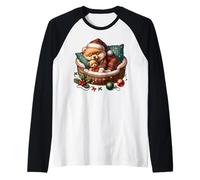 Cute Pomeranian Puppy For Pom Mom Dog Lover Cozy Christmas Camiseta Manga Raglan
