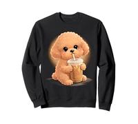 Cute Poodle Dog with Iced Coffee Sudadera