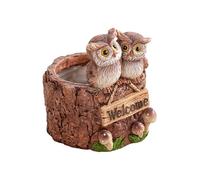 Cute Pots - Rustic Small Home Decor Owl Flower Pots, Funny Planter with Hand Painted Design & Drainage Hole for Key Pen Stationery Jewelry Indoor Bedroom Living Room Entryway Office School