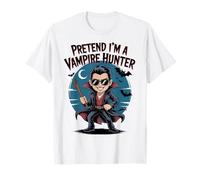 Cute Pretend I'm A Vampire Hunter Cartoon Spooky Night Camiseta