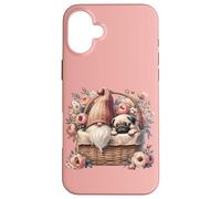 Cute Pug Accessories For Women And Girls Floral Flower Carcasa para iPhone 16 Plus