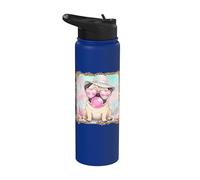 Cute Pug Blowing Bubble Gum Beach Summer Stainless Steel Insulated Water Bottle