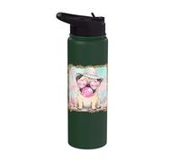 Cute Pug Blowing Bubble Gum Beach Summer Stainless Steel Insulated Water Bottle