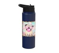 Cute Pug Blowing Bubble Gum Beach Summer Stainless Steel Insulated Water Bottle