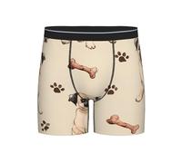 Cute Pug - Calzoncillos tipo bóxer de pierna larga para hombre, transpirables, elásticos, con estampado de huellas de perro, ropa interior cómoda, color negro