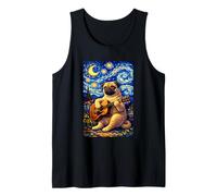 Cute Pug Dog Playing Guitar Whimsical Art Music Camping Camiseta sin Mangas