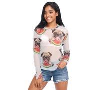Cute Pug Dog Watermelon Slice - Camiseta de malla transparente de talla grande