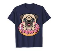 Cute Pug Donut Lover Kawaii Dog Cartoon Sweet Art Camiseta