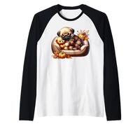 Cute Pug Graphic For Fall Women Men Autumn Vibes Cozy Season Camiseta Manga Raglan