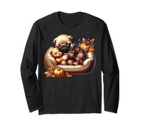Cute Pug Graphic For Fall Women Men Autumn Vibes Cozy Season Manga Larga