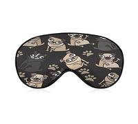 Cute Pug Puppies Sleep Eye Mask Soft Eye Covers Bloqueo de luces Blindfold con correa ajustable para siesta de viaje