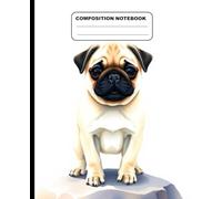 Cute Pug Puppy Standing On A Rock Wide Ruled Composition Notebook: Dog Themed Notebook 7.5 Inches x 9.25 Inches 110 Pages