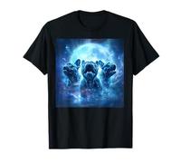 Cute Pugs Howling to The Moon Halloween 90s Gen Y Style Camiseta
